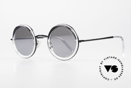 Cutler And Gross 1277 Runde Designer Sonnenbrille, silber verspiegelte Gläser (100% UV); in Größe 44/28, Passend für Herren und Damen
