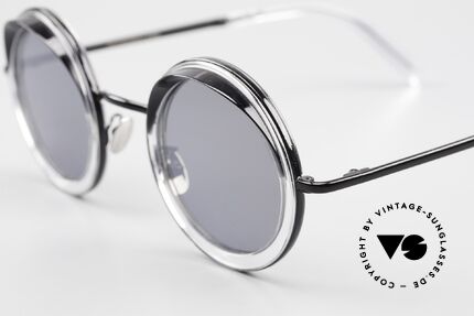 Cutler And Gross 1277 Runde Designer Sonnenbrille, klassisch und zeitlos mit kleinen Blenden am Oberrand, Passend für Herren und Damen