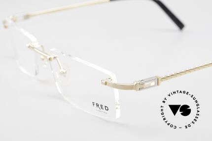 Fred Samoa Randlose Luxusbrille Segler, vergoldete Fassung mit Platin-Scharnieren (Luxusbrille), Passend für Herren