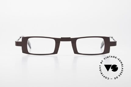 Theo Belgium Michael Eckige Titanium Brille Weinrot, sehr markantes Design in interessanter Farbe: weinrot, Passend für Herren und Damen