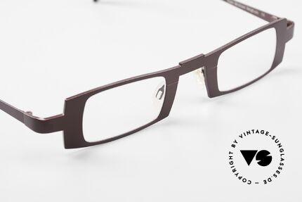 Theo Belgium Michael Eckige Titanium Brille Weinrot, KEINE RETRObrille; ein circa 15 Jahre altes ORIGINAL, Passend für Herren und Damen