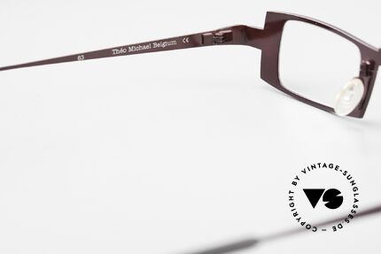 Theo Belgium Michael Eckige Titanium Brille Weinrot, Größe: large, Passend für Herren und Damen