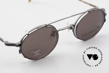 Koh Sakai KS9700 Runde Brille mit Sonnen-Clip, gesamte Fassung mit aufwändigen kleinen Gravuren!, Passend für Herren und Damen