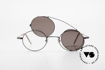 Koh Sakai KS9700 Runde Brille mit Sonnen-Clip, Größe: small, Passend für Herren und Damen