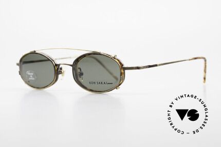 Koh Sakai KS9836 Titanium Brille mit Sonnen-Clip, 1997 in Los Angeles designed & in Sabae (JP) produziert, Passend für Herren und Damen