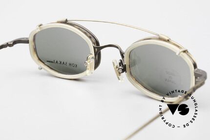 Koh Sakai KS9836 Titanium Brille mit Sonnen-Clip, ungetragen (wie alle unsere vintage Clip-On Brillen), Passend für Herren und Damen