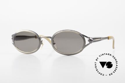 Jean Paul Gaultier 56-7114 Ovale Steampunk Sonnenbrille, vintage Gaultier Sonnenbrille aus den frühen 90ern, Passend für Herren und Damen
