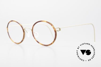 Lindberg Cameron 46 Air Titan Rim Runde Brille Damen Herren Titan, markant veredelte Air Titanium Version mit Azetat-Rand, Passend für Herren und Damen