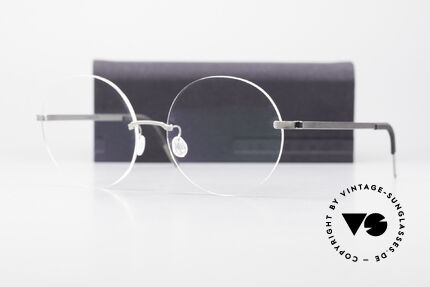 Lindberg 2341 Strip Titan Grosse Runde Randlosbrille, wirklich elegante Designerbrille für Damen und Herren, Passend für Herren und Damen