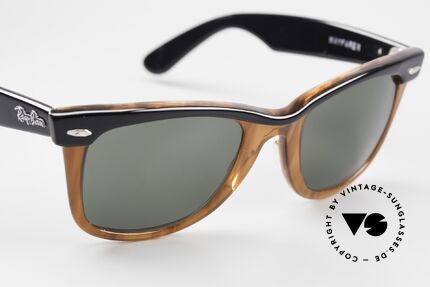Ray Ban Wayfarer I Alte 80er USA B&L Sonnenbrille, B&L Name: Wayfarer braun auf schwarz W0529, G15, Passend für Herren und Damen Ray Ban Wayfarer I Alte 80er USA B&L Sonnenbrille, B&L Name: Wayfarer braun auf schwarz W0529, G15, Passend für Herren und Damen
