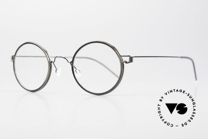 Lindberg Harley Air Titan Rim Runde Brille Damen & Herren, markant veredelte Air Titanium Version mit Azetat-Rand, Passend für Herren und Damen