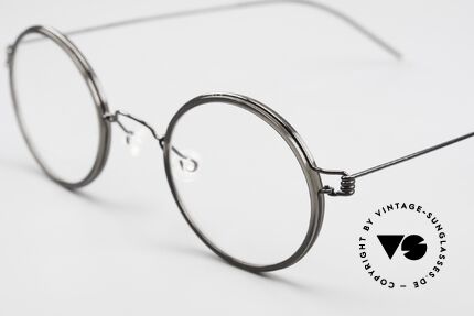 Lindberg Harley Air Titan Rim Runde Brille Damen & Herren, Fassung = anthrazit mit Inlay in einer Art "smoke gray", Passend für Herren und Damen