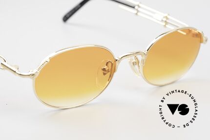 Jean Paul Gaultier 55-4178 Einstellbare Vintage Brille Oval, 22kt vergoldete Fassung mit Gläsern in orange-Verlauf!, Passend für Herren und Damen
