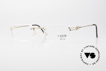 Fred Orcade Eckige Randlos Brille Segler, Fred Brille, Mod. Orcade, 53-20 mit orig. Demogläsern, Passend für Herren