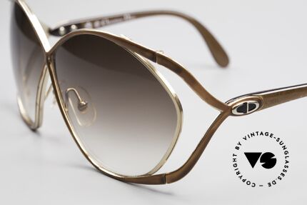 Christian Dior 2056 Vintage Damen Sonnenbrille, goldene Fassung mit braunen Gläsern & braunen Bügeln, Passend für Damen