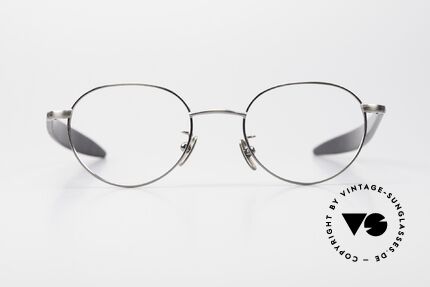Lunor Cigar 531 AS Antik Silber Brille Rund Panto, Fassung mit Azetatbügeln und Pads aus reinem Titan, Passend für Herren und Damen