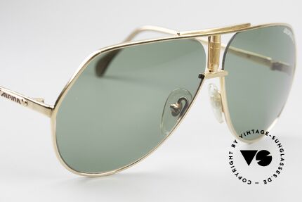 Alpina CM4 Quattro West Germany Sonnenbrille 80er, 22kt vergoldeter Rahmen, ungetragen (NOS), Passend für Herren