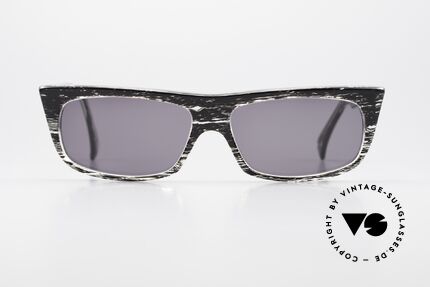 Alain Mikli 0108 / 295 Designer Sonnenbrille 1980er, tolles Farbkonzept: transparent mit schwarzem Muster, Passend für Herren und Damen