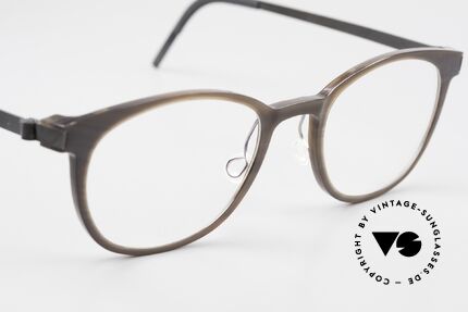 Lindberg Horn 1818 Büffelhorn Titanium Fassung, ungetragenes Designerstück + orig. Lindberg Etui & Tuch, Passend für Herren