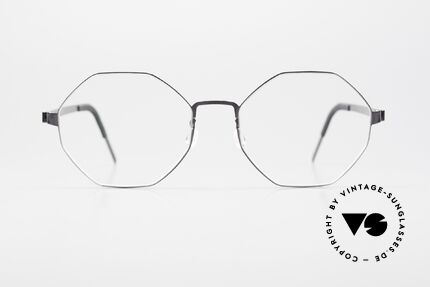 Lindberg 9609 Strip Titanium Achteckige Titanium Brille, Mod. 9609, Gr. 53/18, col. PU14 (grau / dezent violett), Passend für Herren und Damen