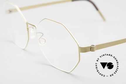 Lindberg 9609 Strip Titanium Achteckige Brille Mattgold, stilvolle Damenbrille oder Herrenbrille gleichermaßen, Passend für Herren und Damen