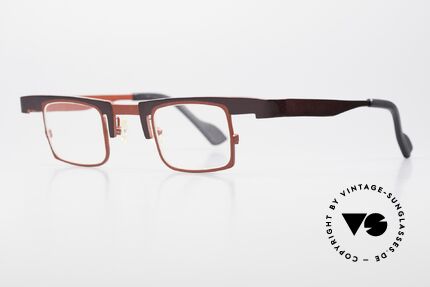 Theo Belgium Bo Eckige Designerbrille Titanium, "verrückte Designerbrille" für alle Individualisten, Passend für Herren und Damen