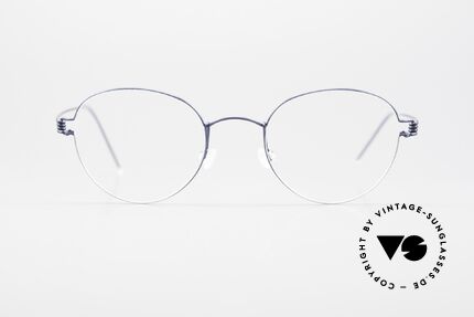 Lindberg Bo Air Titan Rim Kleine Pantobrille Titanium, Modell "Bo" in dunkelblau; Größe 45-20, 145er Bügel, Passend für Herren und Damen