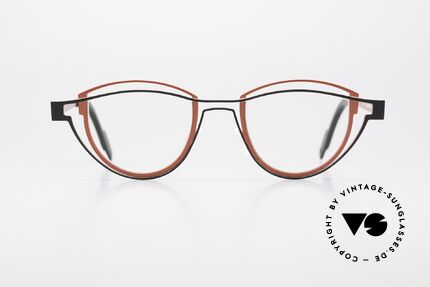 Theo Belgium Shape Designerbrille Damen Panto Stil, zweifarbiger Rahmen erscheint wie zwei Umrisse, Passend für Damen