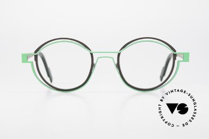 Theo Belgium Tracing Runde Designerbrille Unisex, zweifarbiger Rahmen erscheint wie zwei Umrisse, Passend für Herren und Damen