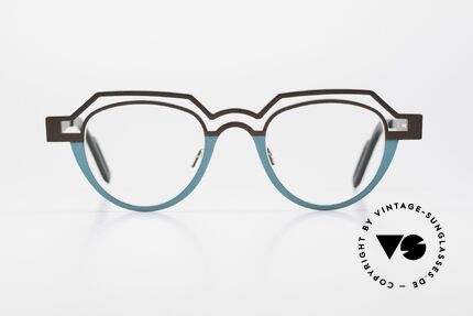 Theo Belgium Percé Panto Designerbrille Titanium, zweifarbiger Rahmen erscheint wie zwei Bögen, Passend für Herren und Damen