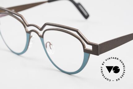 Theo Belgium Percé Panto Designerbrille Titanium, Titaniumbrille: Gr. 45-21 col. 231: braun / türkis, Passend für Herren und Damen