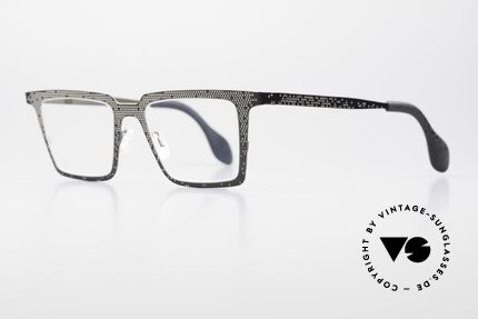 Theo Belgium Mille 63 Herrenbrille Eckig Markant L, sehr interessante Farbe 258 in schwarz und grau, Passend für Herren