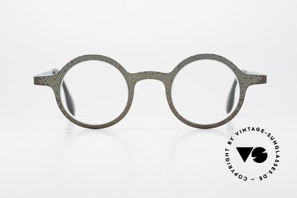 Theo Belgium Mille 64 Runde Brille Punkte-Muster, Modell mille+64 aus der "mille metal" Kollektion, Passend für Herren und Damen