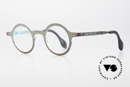 Theo Belgium Mille 64 Runde Brille Punkte-Muster, sehr interessante Farbgebung 321 (braun/türkis), Passend für Herren und Damen