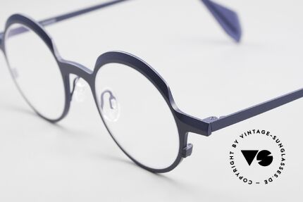 Theo Belgium Brilliant Runde Designerbrille Titan, Größe 45-20; col. 353 (marineblau / dunkelblau), Passend für Herren und Damen