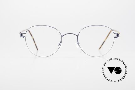 Lindberg Bo Air Titan Rim Pantobrille Titanium Unisex, Mod. "Bo" in dunkelblau mit Azetat-Überzug, Gr. 45-20, Passend für Herren und Damen
