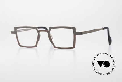 Theo Belgium Splitting Bamboo Herrenbrille Eckig Titanium, THEO Designerbrille aus der "Kamasutra" Serie, Passend für Herren