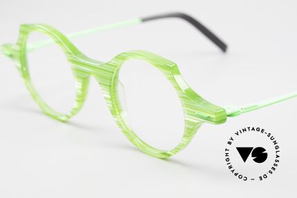 Theo Belgium Patatas Crazy Designerbrille Kunstbrille, Azetat-Front mit Metallbügeln in NEONGRÜN!, Passend für Herren und Damen