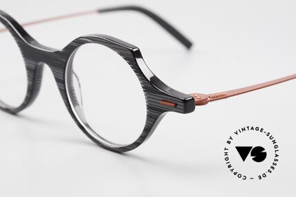 Theo Belgium Patatas Crazy Kunstbrille Designerbrille, graue Azetat-Front mit Metallbügeln in weinrot, Passend für Herren und Damen