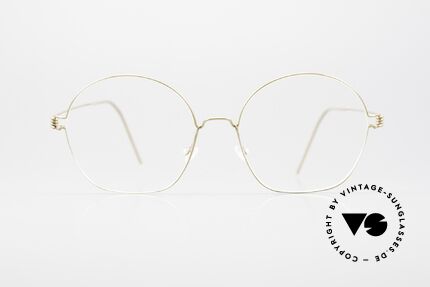Lindberg Jane Air Titan Rim Edle Frauen Designerbrille, großes, rundes Panto-Modell "Jane" in Color GT (gold), Passend für Damen