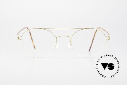 Lindberg Bruce 48 Air Titan Rim Damenbrille Und Herrenbrille, edle Pantobrille mit Oberbalken in Color GT (gold), Passend für Herren und Damen