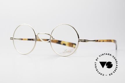 Lunor Swing A 31 Round Asiatische Version Kleiner Steg, kostbare, 22kt vergoldete Fassung mit Acetat-Bügeln, Passend für Herren und Damen
