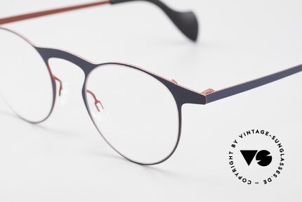 Theo Belgium Pilat Große Panto Designerbrille, col. 449: dunkelblaue Front & weinrote Rückseite, Passend für Herren und Damen