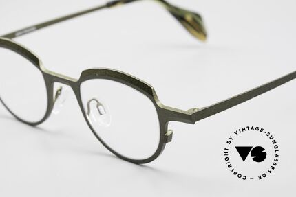 Theo Belgium Asscher Panto Designerbrille Titanium, Größe 41-20; in color 7184 (olivgrün metallic), Passend für Herren und Damen