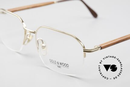 Gold & Wood 546 Herren Holzbrille Halbrand, wahre Top-Qualität mit flexiblen Federscharnieren, Passend für Herren