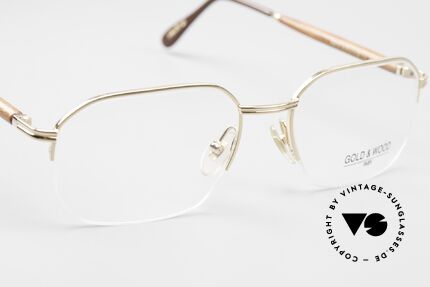 Gold & Wood 546 Herren Holzbrille Halbrand, KEINE RETRObrille; sondern ein vintage ORIGINAL!, Passend für Herren