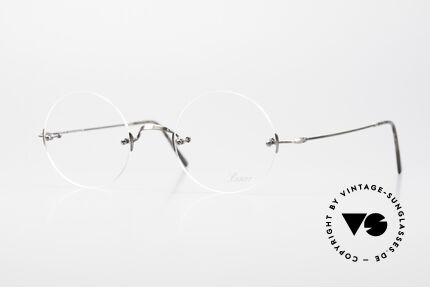 Lunor Classic Round AS Steve Jobs Brille Antik Silber, randloses Modell "Classic Rund" Antik Silber, Gr. 44x42, Passend für Herren und Damen