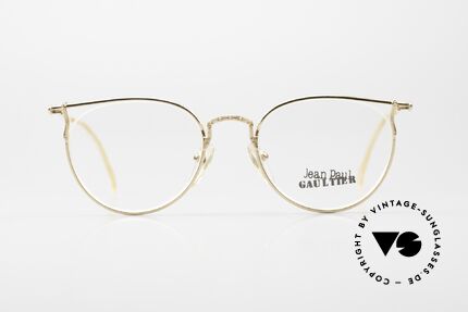 Jean Paul Gaultier 55-3177 Vergoldete Vintage Brille 90er, sehr leichtes Gestell & mit zahlreichen Details, Passend für Herren und Damen