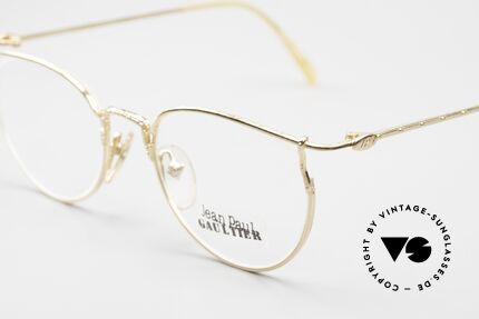 Jean Paul Gaultier 55-3177 Vergoldete Vintage Brille 90er, 22kt vergoldet und mit original DEMO-Gläsern!, Passend für Herren und Damen