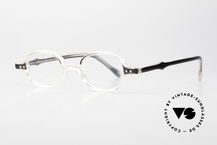 Lunor Mod 40 Originale 90er Brille Crystal, Crystal col. 04 = kristall-transparent und schwarz, Passend für Herren und Damen